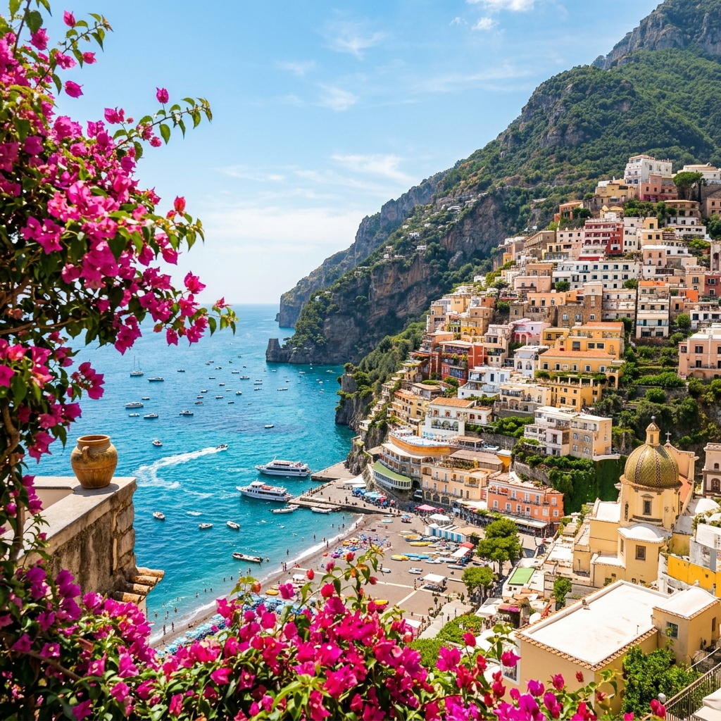 Cliffside houses in Positano, Amalfi Coast